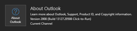 About Outlook in the Black Theme.