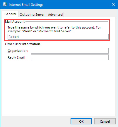 Rename your account to make it shorter or more meaningful to you. Outlook 2010, Outlook 2013, Outlook 2016 VL/MSI