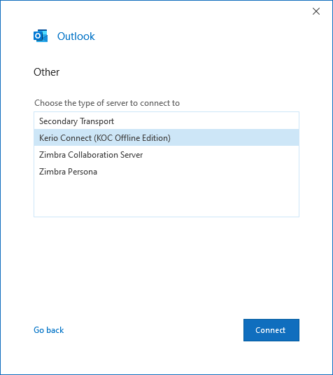 Adding an Outlook Connector Account type to Outlook like Kerio Connect or Zimbra.