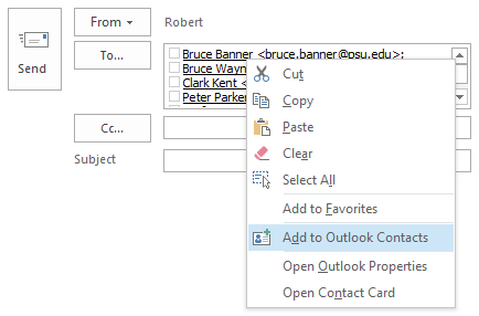Add to Outlook Contacts