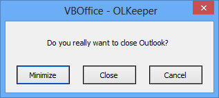 Prompt before closing Outlook or minimize instead