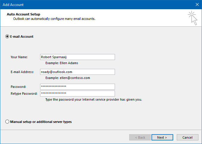 add email account to outlook 2010