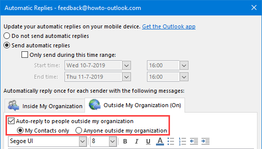 outlook 365 out of office