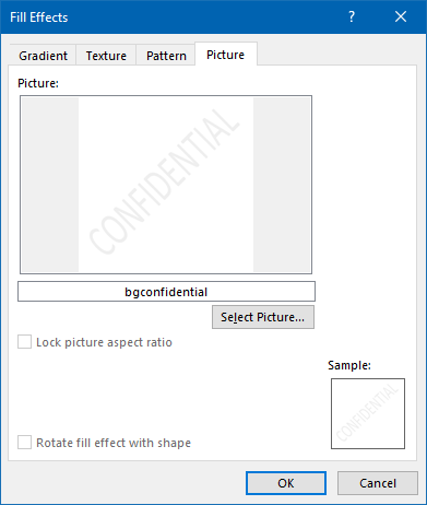 Setting a background picture in an Outlook email message.