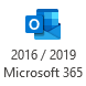 Outlook 2016 / 2019 and Office 365 button