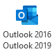 Outlook 2016 - Outlook 2019 button
