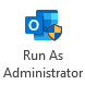 Outlook - Run As Administrator button