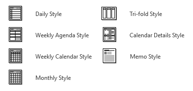 Outlook offers various printing styles to choose from.