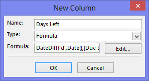 Defining a custom “Days Left” column.