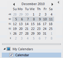Expand Date Navigator area in Outlook 2010