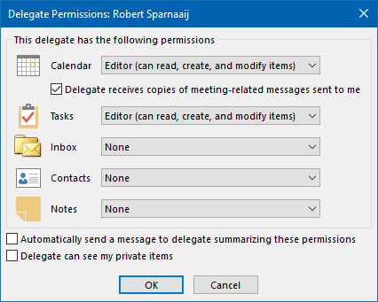 Delegate Permissions - Delegate receives copies of meeting-related messages sent to me