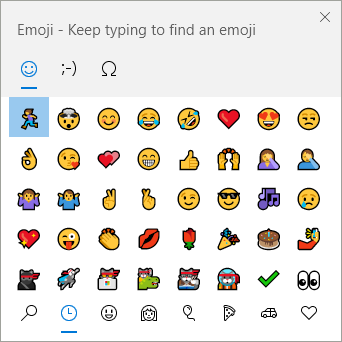 Emoji Panel on Windows 10.