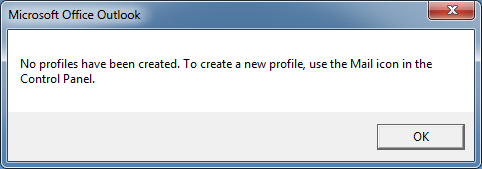 No profiles have been created. To create a new profile, use the Mail icon in the Control Panel.