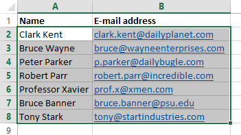 creazione di una lista di distribuzione assoluta in Outlook 07 da excel