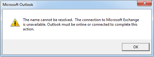 outlook cannot connect to Microsoft Exchange server through ERX