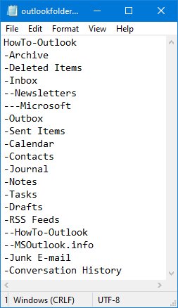 Structured output of Outlook's folder list