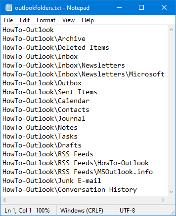 Unstructured output of Outlook's folder list
