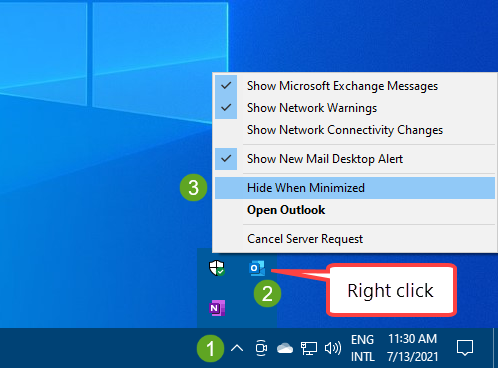 Enable or disable Hide When Minimized for Outlook in 3 clicks
