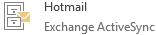 Hotmail connected via Exchange ActiveSync (EAS) in Outlook 2013.