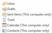 This computer only folders for IMAP accounts in Outlook 2013.