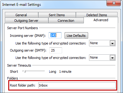 Setting the Root folder path in your IMAP account settings.