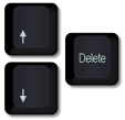 Up Arrow, Down Arrow and Delete keyboard keys