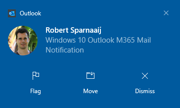New Mail Notification with customized Quick Actions commands.