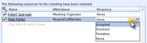 Manual meeting responds tracking