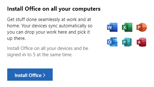 Microsoft 365 Install Office link on the My Account page.