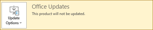 Office Updates - Update Options - This version will not be updated.