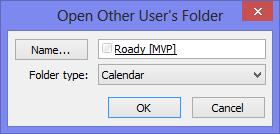 Opening another user's Calendar folder.
