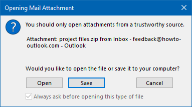 Disabled option: Always ask before opening this type of file.