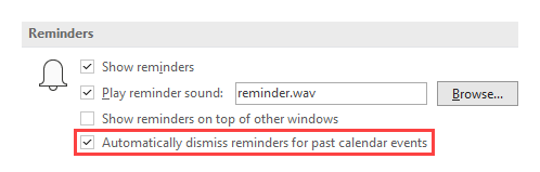 Automatically dismiss reminders for past calendar events.