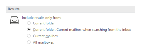 Option to set the default search scope in Outlook.