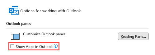 Reinstate the Navigation Bar at the bottom by disabling the “Show Apps in Outlook” option.