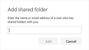 Add shared folder dialog - Outlook on the Web