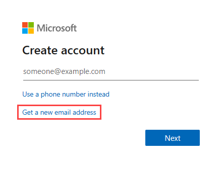 Creating a new Microsoft Account with an Outlook.com address.