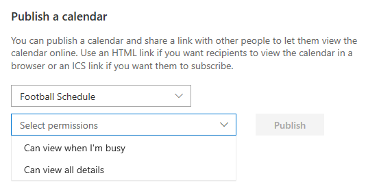 You can set the level of details when publishing your Calendar. 