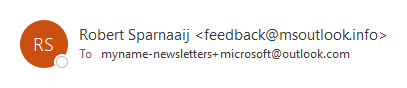 Outlook.com header of a message sent to an alias with a + (plus) symbol.