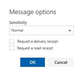 Message Options dialog Outlook on the Web.