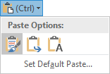 Pasting Options icon in Outlook 2016.
