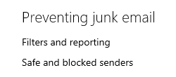 Junk E-mail Filter settings on Outlook.com