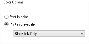 Color printing options for my HP printer.