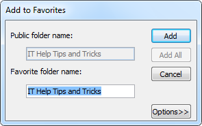 Only Public Folder Favorites can be cached.