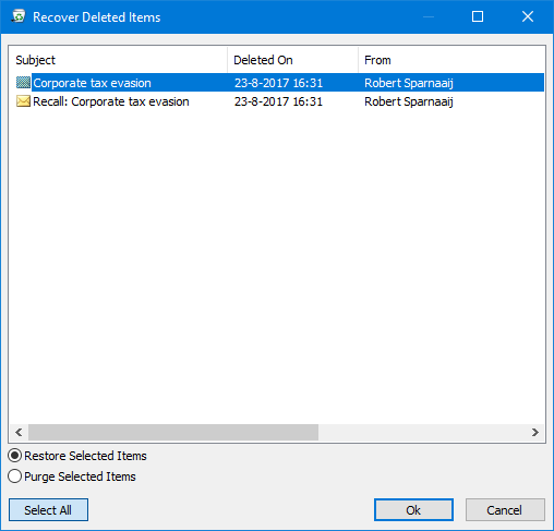 Restore a deleted Recalled message via the Recover Deleted Items feature.