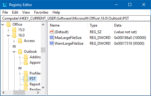 Registry Editor - Increase the maximum size of your pst-file via the MaxLargeSize key.