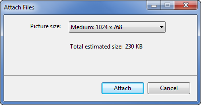 Resize picture attachment dialog in Windows 7.