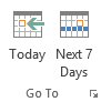 Calendar Ribbon - Go To - Today - Next 7 Days