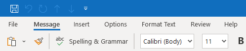 Spelling & Grammar command added to the default Message tab (Single Line Ribbon).