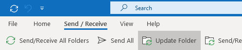 Update Folder command on the Send/Receive tab.